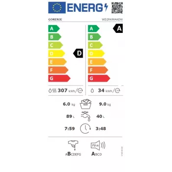 Pralko-suszarka Gorenje WD2PA964ADW 9 kg / 6 kg 1400 obr./min