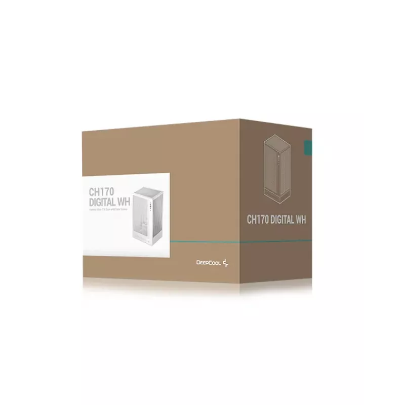 Obudowa PC DeepCool R-CH170-WHNPI0D-G-1 Tower biała, Mini-ATX, wyświetlacz LED, GPU 305 mm, chłodzenie CPU 172 mm