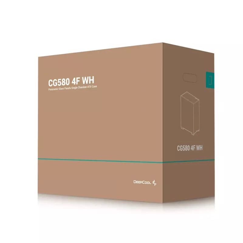 Obudowa PC DeepCool CG580 4F WH Midi Tower ATX/Micro ATX/ITX, hartowane szkło, 3×120mm + tylny 120mm wentylator, biała
