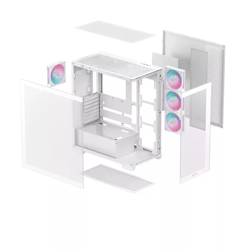 Obudowa PC DeepCool CG580 4F WH Midi Tower ATX/Micro ATX/ITX, hartowane szkło, 3×120mm + tylny 120mm wentylator, biała