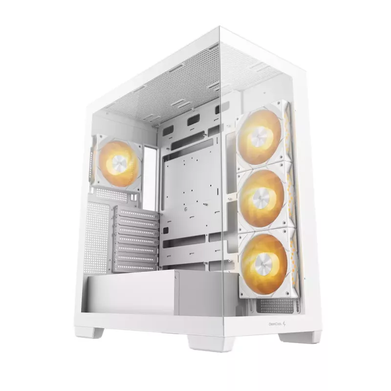 Obudowa PC DeepCool CG580 4F WH Midi Tower ATX/Micro ATX/ITX, hartowane szkło, 3×120mm + tylny 120mm wentylator, biała