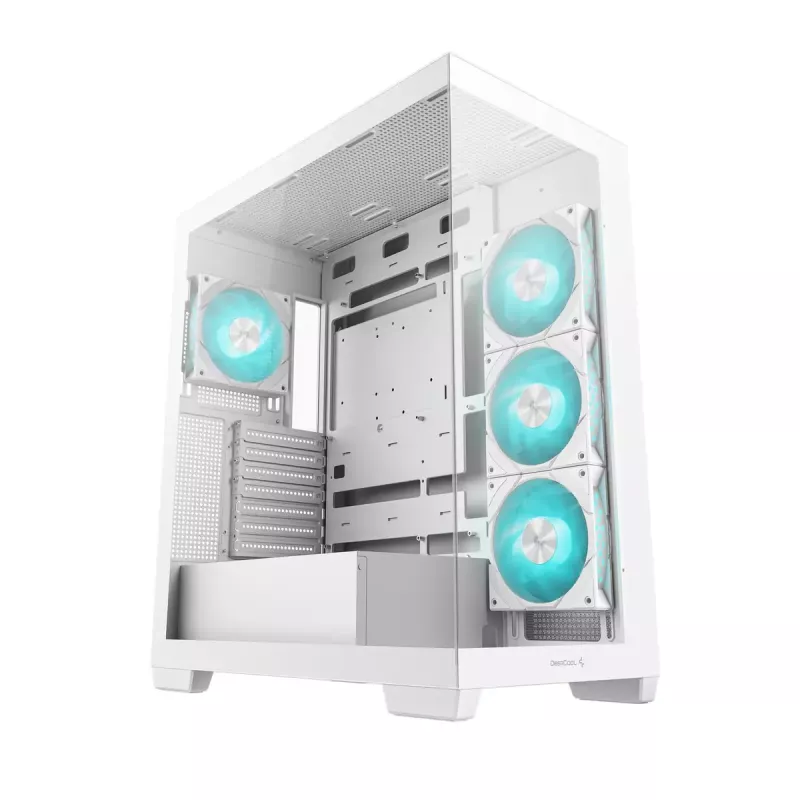 Obudowa PC DeepCool CG580 4F WH Midi Tower ATX/Micro ATX/ITX, hartowane szkło, 3×120mm + tylny 120mm wentylator, biała