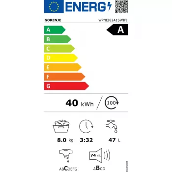 Pralka ładowana od przodu Gorenje WPNEI82A1SWIFI 8 kg 1200 obr./min Biała