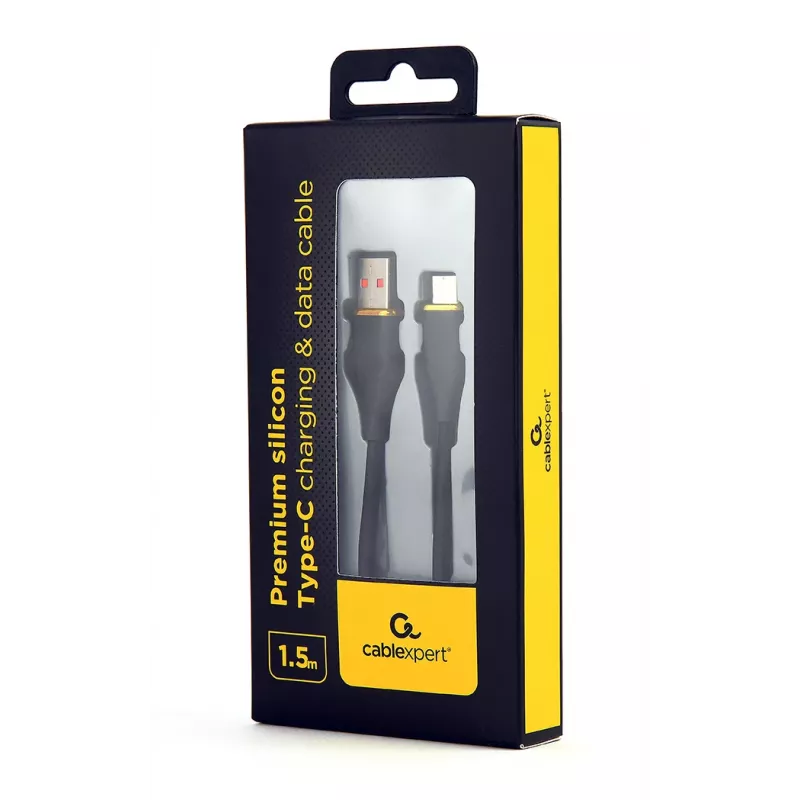 GEMBIRD Premium Silicon Type-C USB Charging And Data kabel, 1.5m - Czarny
