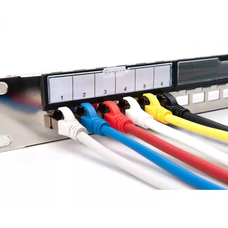 DIGITUS Modularny Panel Patchowy Galwanizowany - ekranowany 24-portowy 24-portowy zaślepka 1U montaż w szafie rack czarny RAL 9005