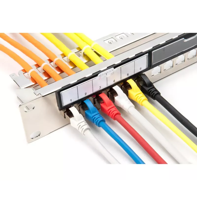 DIGITUS Modularny Panel Patchowy Galwanizowany - ekranowany 24-portowy 24-portowy zaślepka 1U montaż w szafie rack czarny RAL 9005