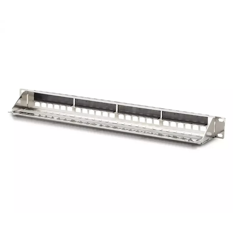 DIGITUS Modularny Panel Patchowy Galwanizowany - ekranowany 24-portowy 24-portowy zaślepka 1U montaż w szafie rack czarny RAL 9005