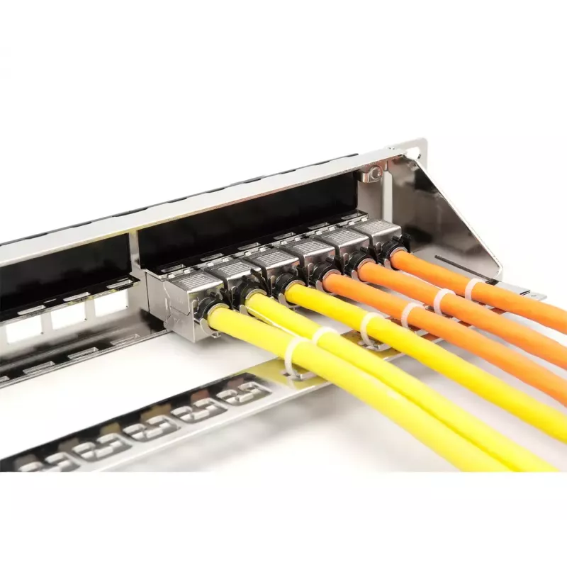 DIGITUS Modularny Panel Patchowy Galwanizowany - ekranowany 24-portowy 24-portowy zaślepka 1U montaż w szafie rack czarny RAL 9005