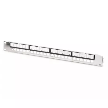 DIGITUS Modularny Panel Patchowy Galwanizowany - ekranowany 24-portowy 24-portowy zaślepka 1U montaż w szafie rack czarny RAL 9005