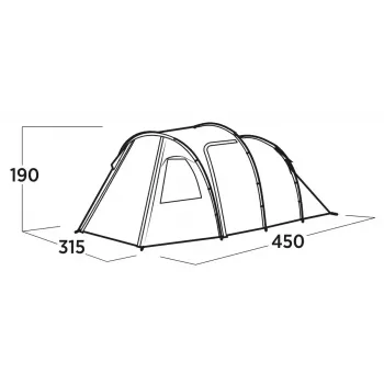 Namiot pięcioosobowy easy camp Hidra 5, zielony — kemping rodzinny, wspólne wnętrze, odporny na warunki atmosferyczne