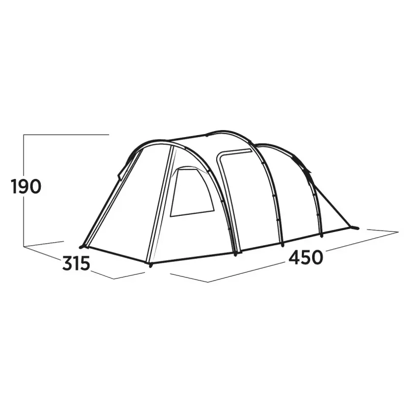 Namiot pięcioosobowy easy camp Hidra 5, zielony — kemping rodzinny, wspólne wnętrze, odporny na warunki atmosferyczne