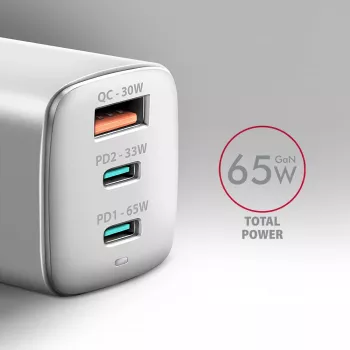 Ładowarka sieciowa Axagon ACU-DPQ65W PD3.0 & QC4+ 3x WYJŚCIA 65W