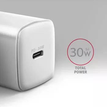 Ładowarka sieciowa Axagon ACU-PD30W 1x QC3.0/AFC/FCP/PD Type-C 30W Biała