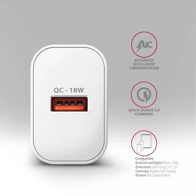 Axagon ACU-QC18W QC3.0 1xWYJŚCIE ładowarka sieciowa 18W