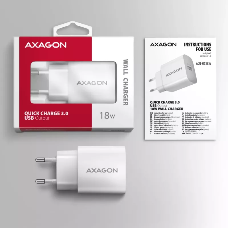 Axagon ACU-QC18W QC3.0 1xWYJŚCIE ładowarka sieciowa 18W