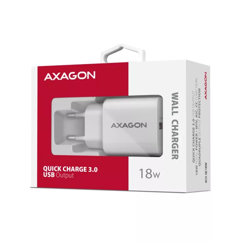 Axagon ACU-QC18W QC3.0 1xWYJŚCIE ładowarka sieciowa 18W