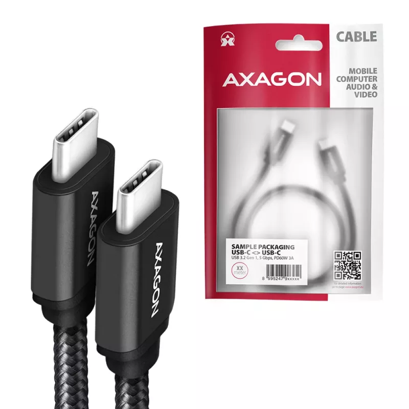 Axagon BUCM3-CM30AB SPEED USB-C <> USB-C 3.2 Gen 1 kabel 3 m