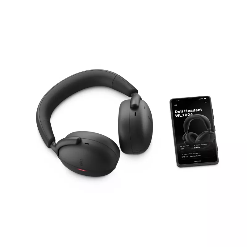 DELL Pro Premium Bezprzewodowy Zestaw Słuchawkowy ANC - WL7024, Przewodowy i Bezprzewodowy, Rozmowy/Muzyka, 20 - 20000 Hz, 297 g, Zestaw słuchawkowy, Czarny