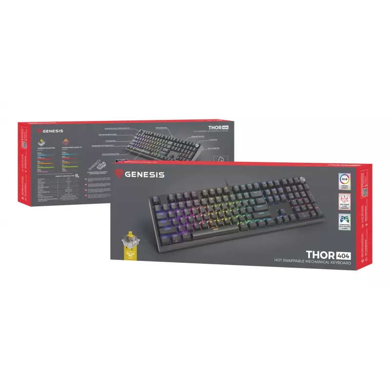 Klawiatura GENESIS THOR 404 Uniwersalna USB QWERTY angielska Czarny