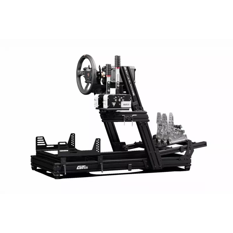 Kokpit symulatora wyścigowego Next Level Racing GTElite Wheel Plate Edition — Aluminiowa i stalowa platforma montażowa do kierownicy i pedałów