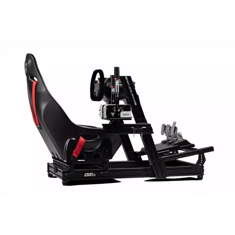 Kokpit symulatora wyścigowego Next Level Racing GTElite Wheel Plate Edition — Aluminiowa i stalowa platforma montażowa do kierownicy i pedałów