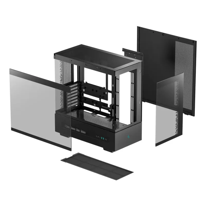 Obudowa PC DeepCool CH690 DIGITAL Tower Czarna — ATX/Micro-ATX/Mini-ITX, wyświetlacz LCD, 3 wnęki 2,5 cala + 1 wnęka 3,5 cala, GPU do 450 mm, chłodzenie CPU do 182 mm