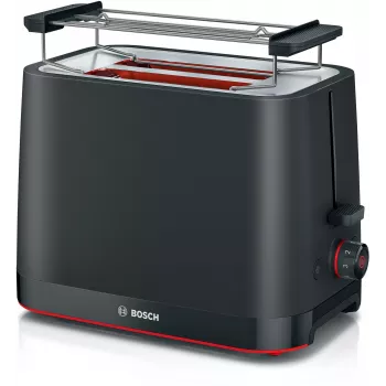 Toster Bosch TAT3M123 2-kromkowy, 950 W, czarny, pokrętło sterujące, rozmrażanie i podgrzewanie