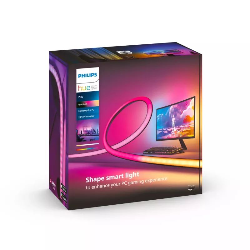Philips Play Gradient Lightstrip dla PC, Inteligentny pasek świetlny, Bluetooth/Zigbee, Czarny, Silikon, Niewymienna żarówka(e), Biały