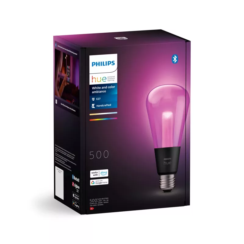 Philips Hue biały and colour ambience ST72 – inteligentna żarówka E27, Bluetooth/Zigbee, LED, E27, ST72, 2000 K, 6500 K