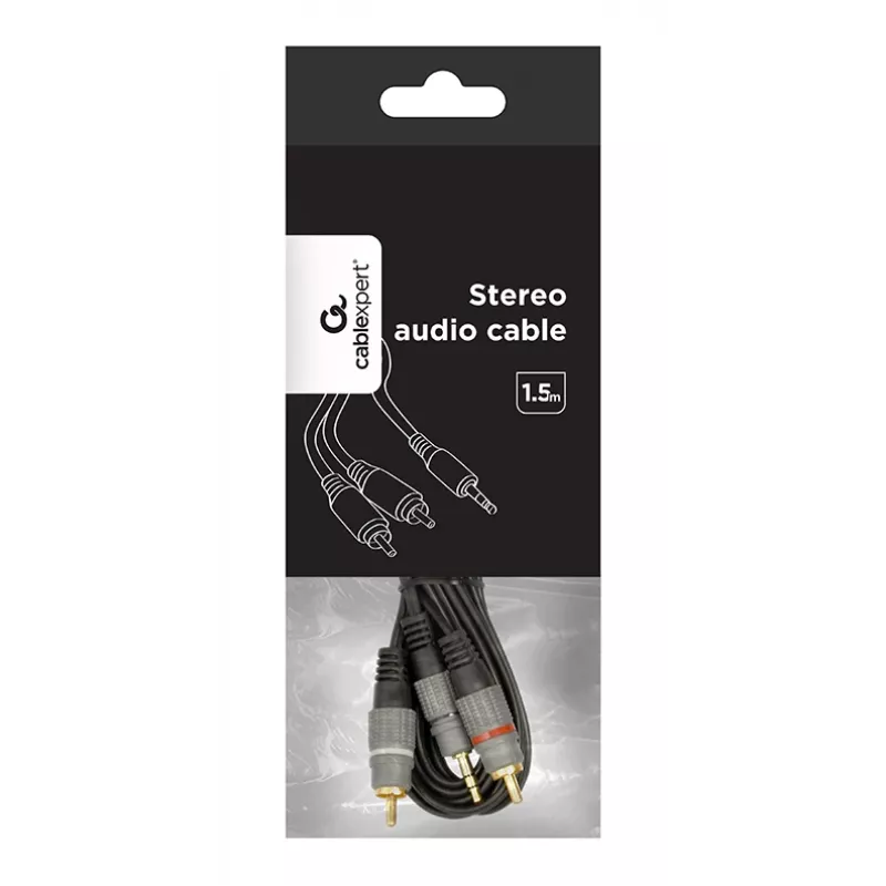 GEMBIRD Kabel 3,5 mm stereo do 2xRCA 1,5 m - pozłacane złącza