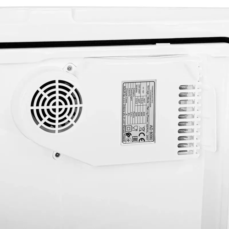 Przenośna lodówka Adler AD 8090 — 40 L 12 V lodówka samochodowa, chłodzenie Peltiera, zasilanie sieciowe 220–240 V, kółka