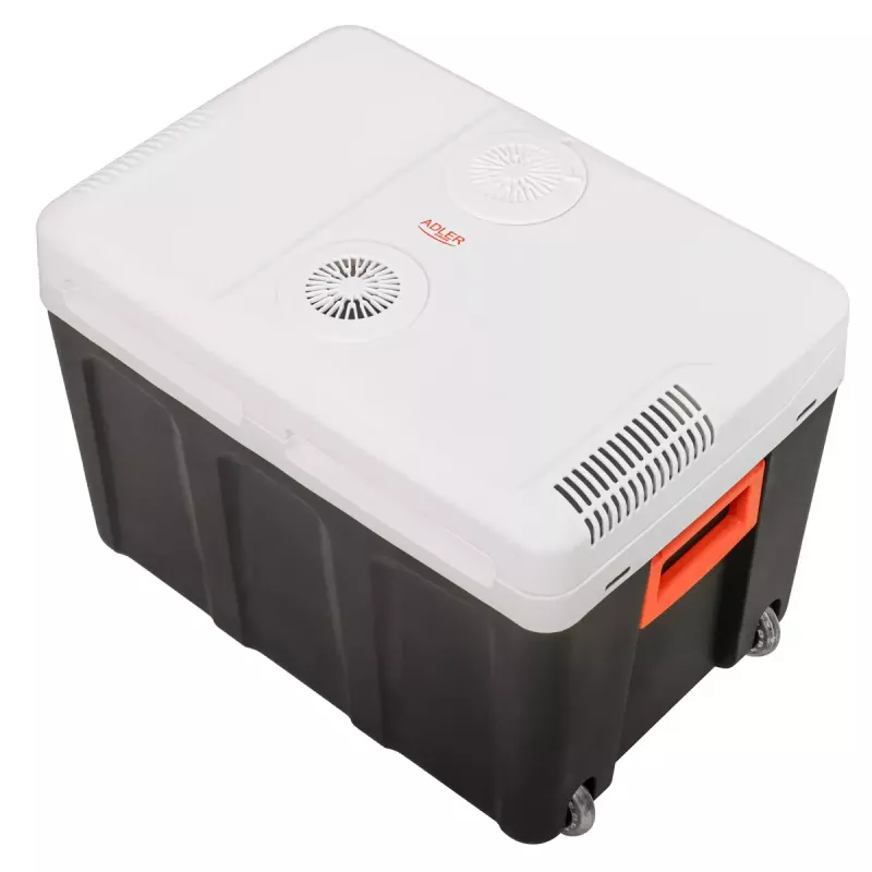 Przenośna lodówka Adler AD 8090 — 40 L 12 V lodówka samochodowa, chłodzenie Peltiera, zasilanie sieciowe 220–240 V, kółka