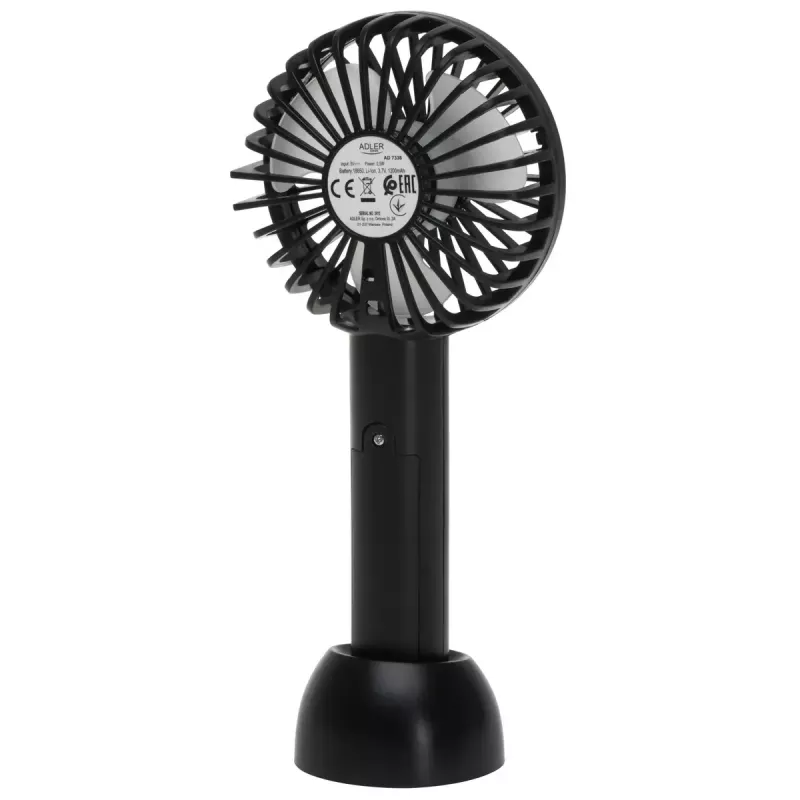 Wentylator biurkowy Adler AD 7338 Mini USB — średnica 7 cm, 3 prędkości, czarny