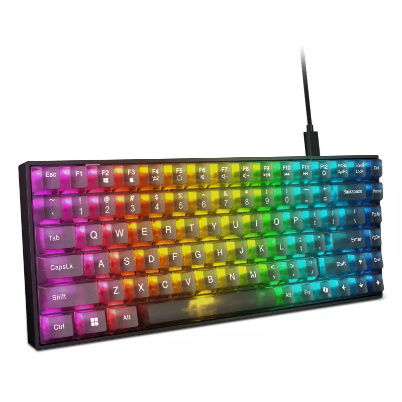 Mechaniczna klawiatura gamingowa Lenovo Legion K510 Mini Pro 75% US English, 84 klawisze, RGB, USB, kabel 1,8 m, czarno-przezroczysta