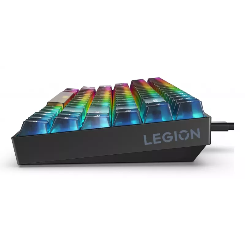 Mechaniczna klawiatura gamingowa Lenovo Legion K510 Mini Pro 75% US English, 84 klawisze, RGB, USB, kabel 1,8 m, czarno-przezroczysta
