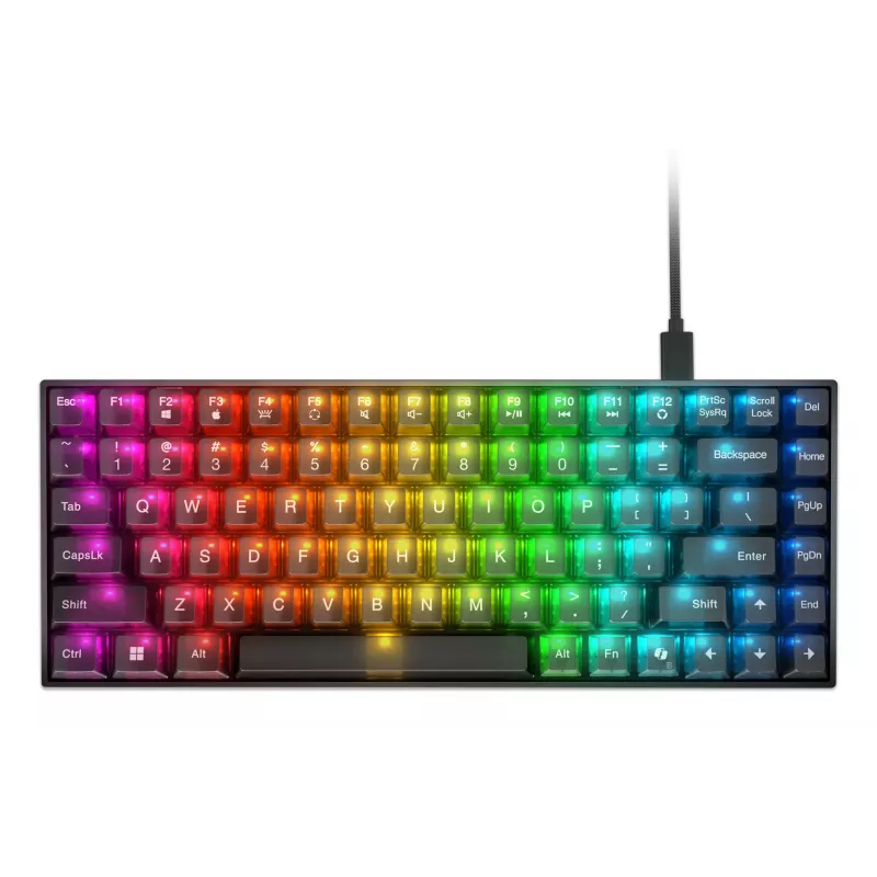 Mechaniczna klawiatura gamingowa Lenovo Legion K510 Mini Pro 75% US English, 84 klawisze, RGB, USB, kabel 1,8 m, czarno-przezroczysta