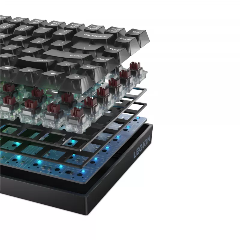 Mechaniczna klawiatura gamingowa Lenovo Legion K510 Mini Pro 75% US English, 84 klawisze, RGB, USB, kabel 1,8 m, czarno-przezroczysta