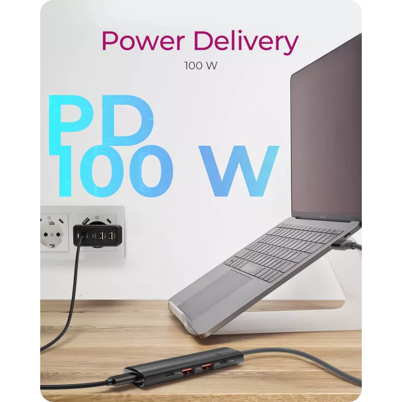 ICY BOX IB-HUB1437-CPD przewodowy USB 3.2 Gen 2 (3.1 Gen 2) Type-C czarny