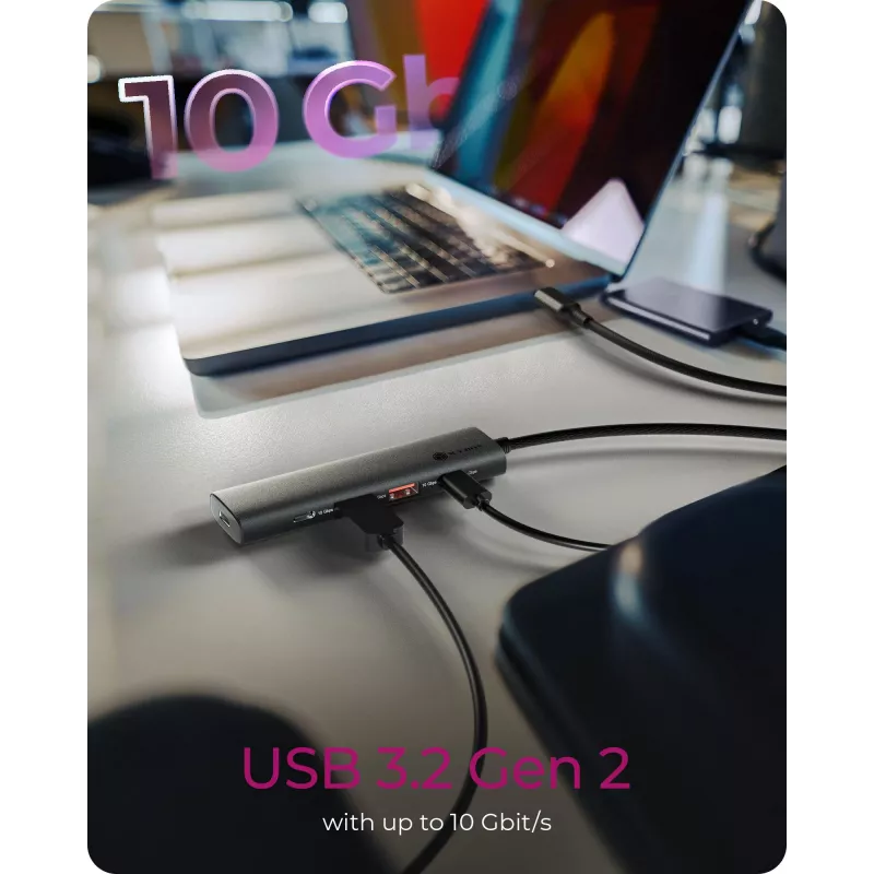 ICY BOX IB-HUB1437-CPD przewodowy USB 3.2 Gen 2 (3.1 Gen 2) Type-C czarny