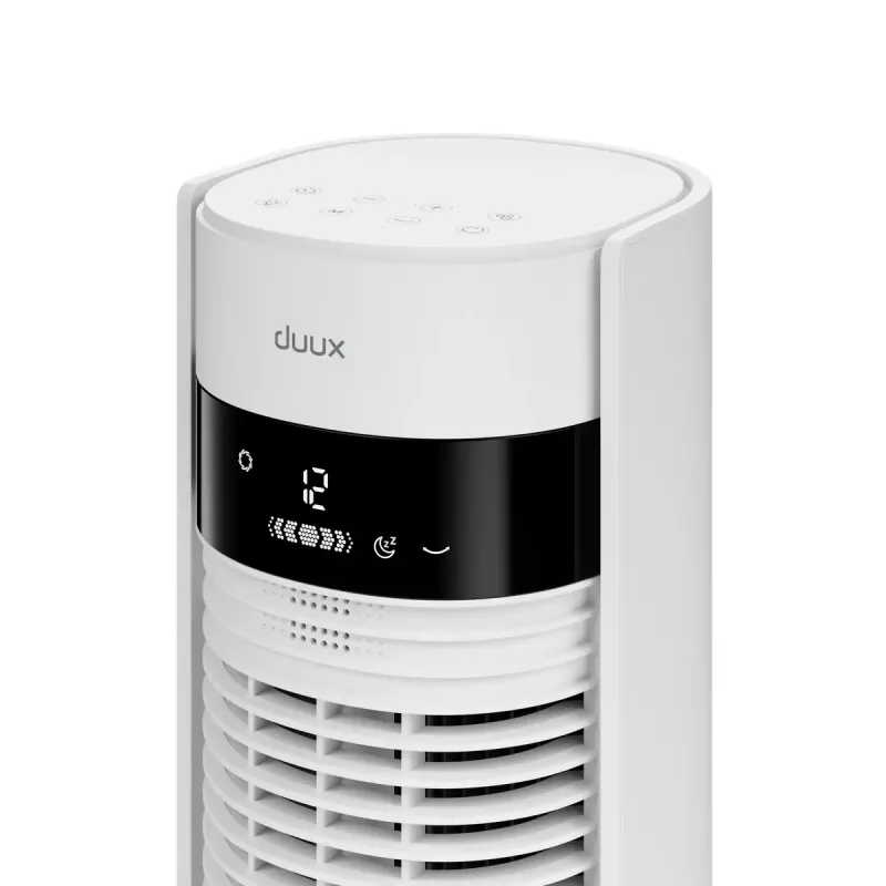 Wentylator wieżowy Duux Elevate DXTF02 — średnica 29 cm, 12 prędkości, oscylacja, 4–40 W, biały
