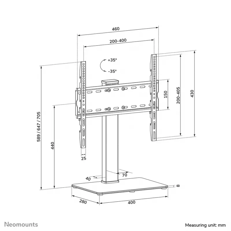 Podstawa pod telewizor Neomounts DS45-430BL14 32-55 cali - obrotowa, 139,7 cm (55 cali), 100 x 100 mm, 400 x 400 mm, -35 - 35°, stal, czarny