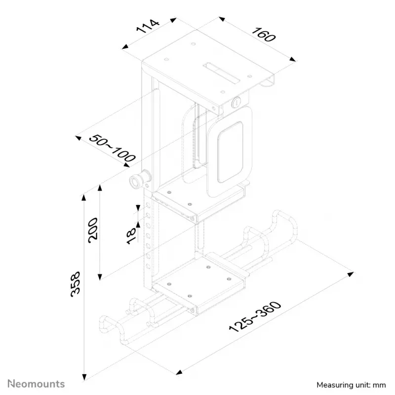 Uchwyt na jednostkę CPU Neomounts CPU-D075BLACK/LK - zamykany - max 10 kg - uniwersalny