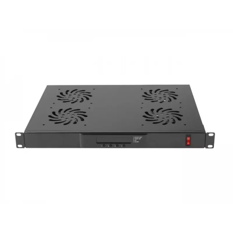 Panel górny LANBERG AK-1503-B — 1U, 4 wentylatory, wbudowany wentylator, włącznik/wyłącznik, 230 V, 76 W, 483×322×44,5 mm