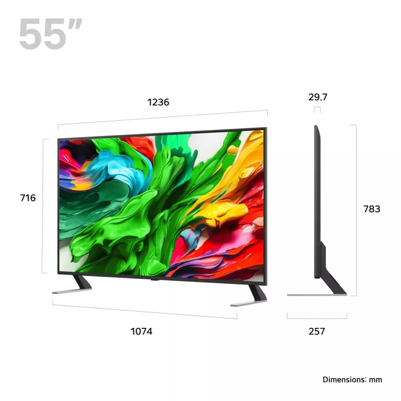 Telewizor LG 55QNED85A3C 55 cali 4K QNED evo Smart TV, WebOS, Motion Pro, Wi-Fi, Ethernet, DVB-T/T2, Czarny