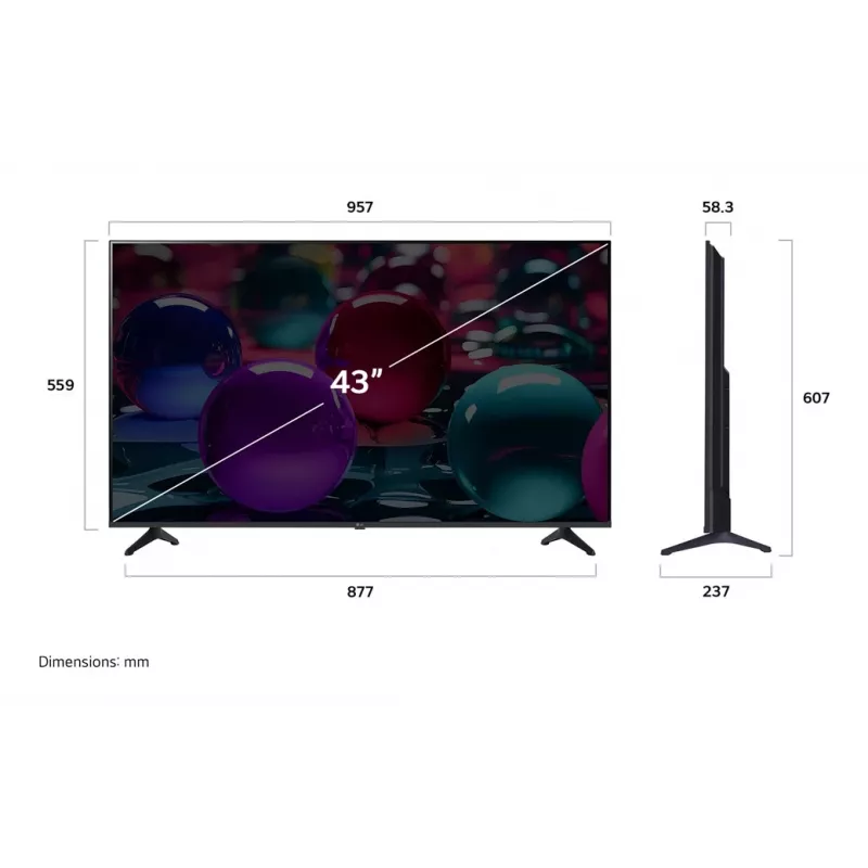 LG UHD AI 43UA73003LA TV 109,2 cm (43 cale) 4K Ultra HD Smart TV Wi-Fi Czarny