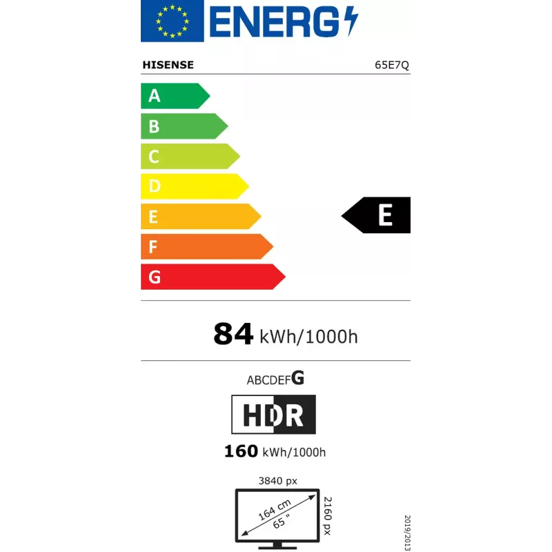 Hisense 65E7Q 165,1 cm (65 cali) 4K Ultra HD Smart TV Wi-Fi Czarny