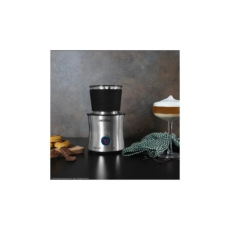 Spieniacz/podgrzewacz do mleka CECOTEC 01518 — automatyczny, 650 W, misa ze stali nierdzewnej, srebrny