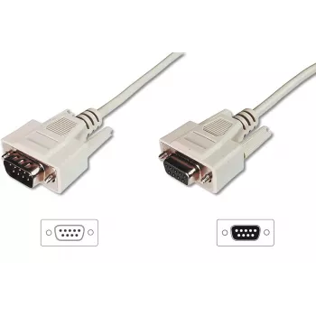 DIGITUS Kabel przedłużający do transferu danych, D-Sub9 M/Ż, 2m szeregowy, formowany beżowy