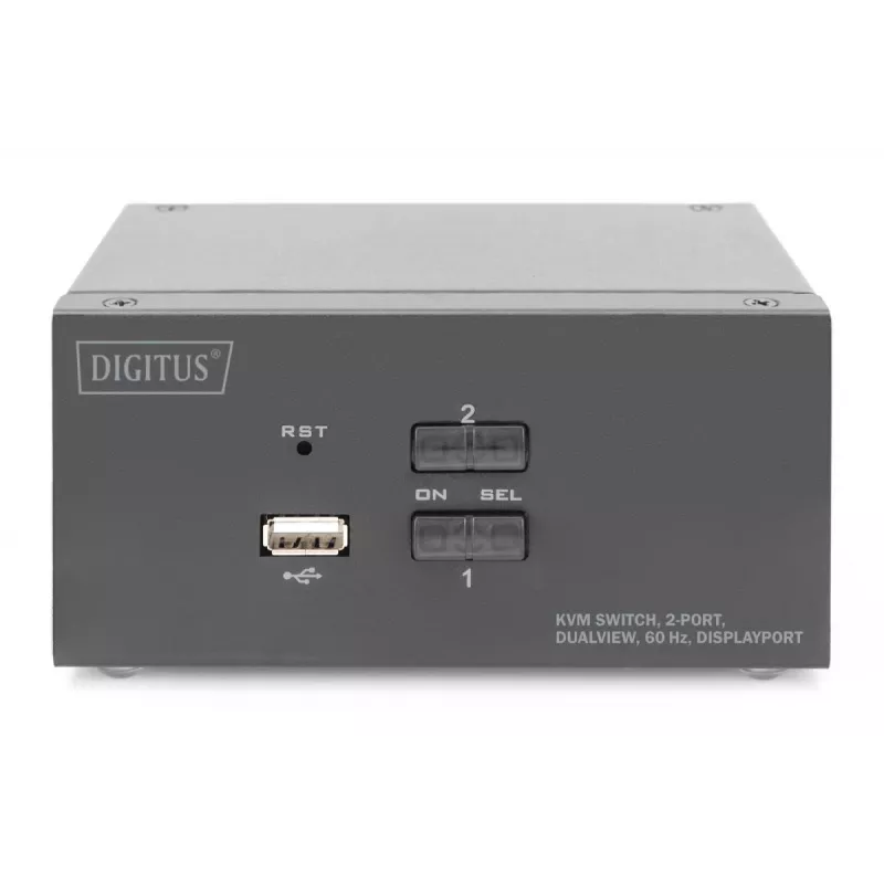 DIGITUS 2-portowy przełącznik KVM DisplayPort DualView 60 Hz 4K 60 kl./s obsługa wielu platform