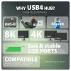 Stacja dokująca Axagon HMC-U4 USB4, 3x USB-A, 2x USB-C, HDMI i DP 8K/30Hz, RJ-45, SD/mSD, audio, PD 100W